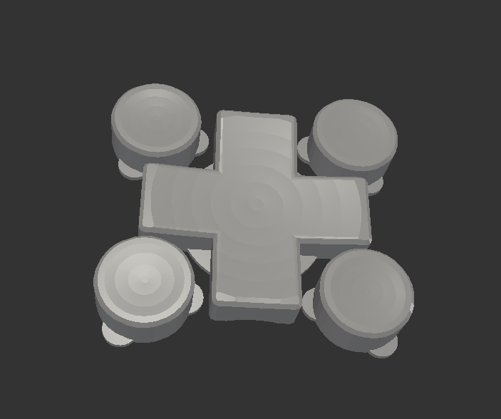 A render of a d-pad and button caps.